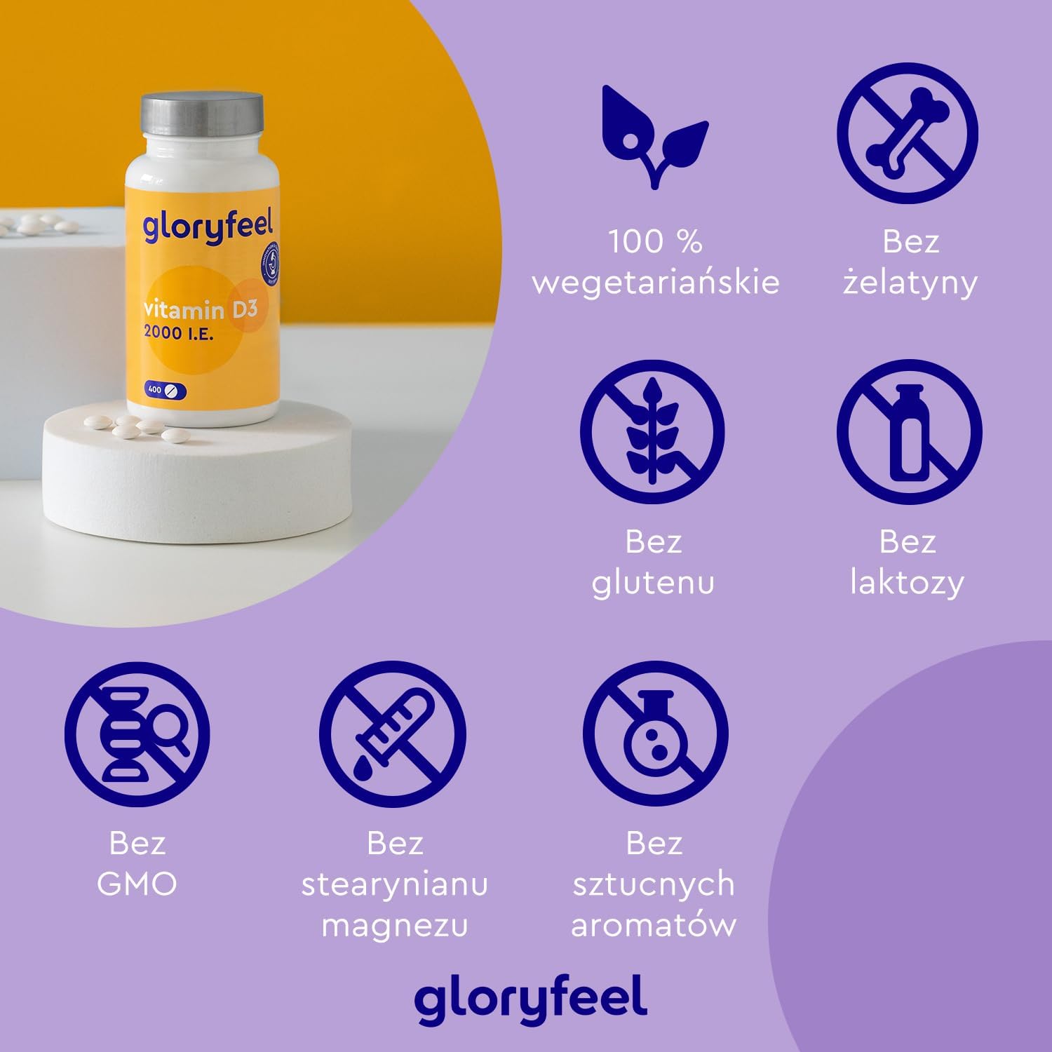 Witamina D3 2000 j.m. - 400 tabletek (13 miesięcy) - Wysoka dawka - Witamina słońca na odporność i kości* - 100% czystego cholekalcyferolu - Testowane laboratoryjnie - Wyprodukowano w DE