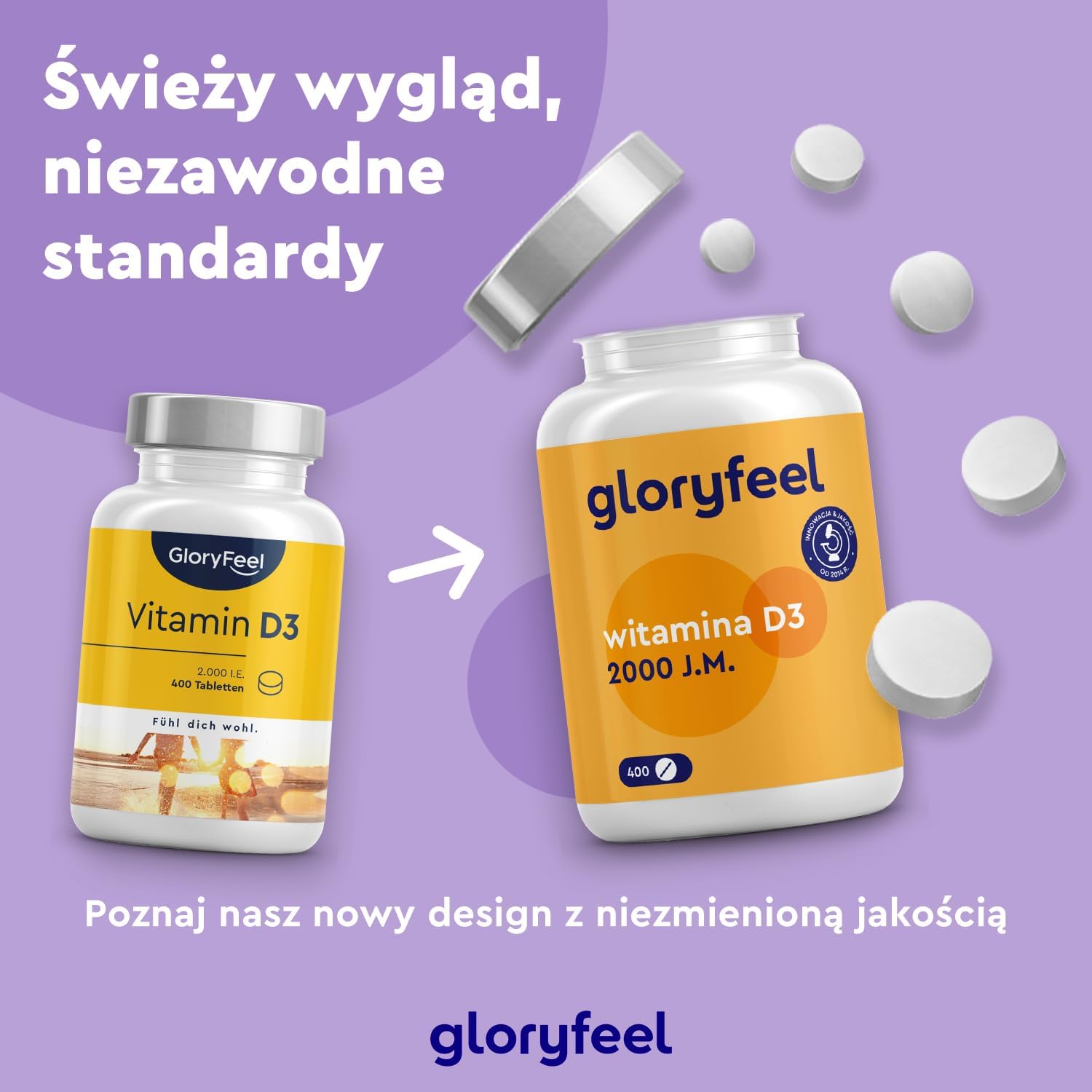 Witamina D3 2000 j.m. - 400 tabletek (13 miesięcy) - Wysoka dawka - Witamina słońca na odporność i kości* - 100% czystego cholekalcyferolu - Testowane laboratoryjnie - Wyprodukowano w DE