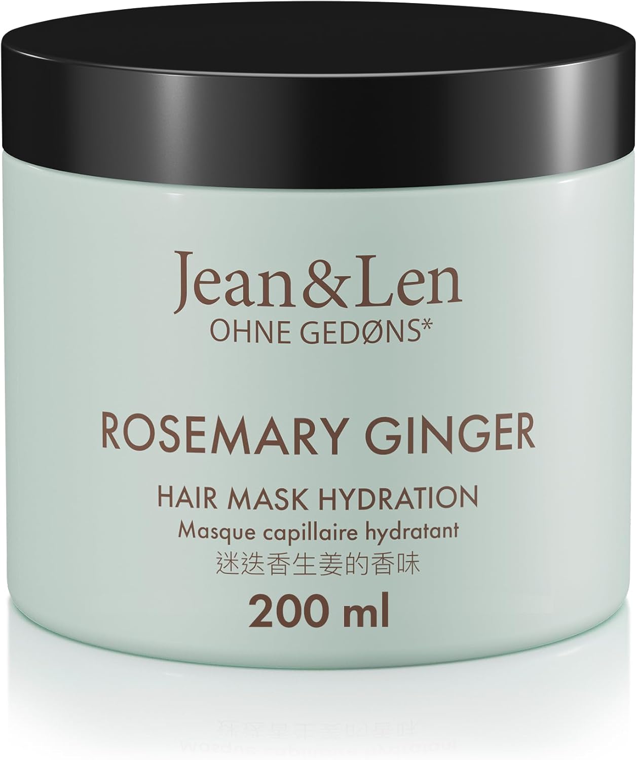 Jean & Len Rozmaryn i imbir, maska do włosów silnie zniszczonych, suchych i pozbawionych połysku włosów, intensywna pielęgnacja nawilżająca, bez parabenów, silikonów i mikroplastiku, 200 ml