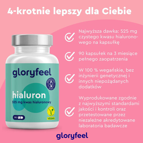 Kapsułki z kwasem hialuronowym - Wysoka dawka 525 mg
