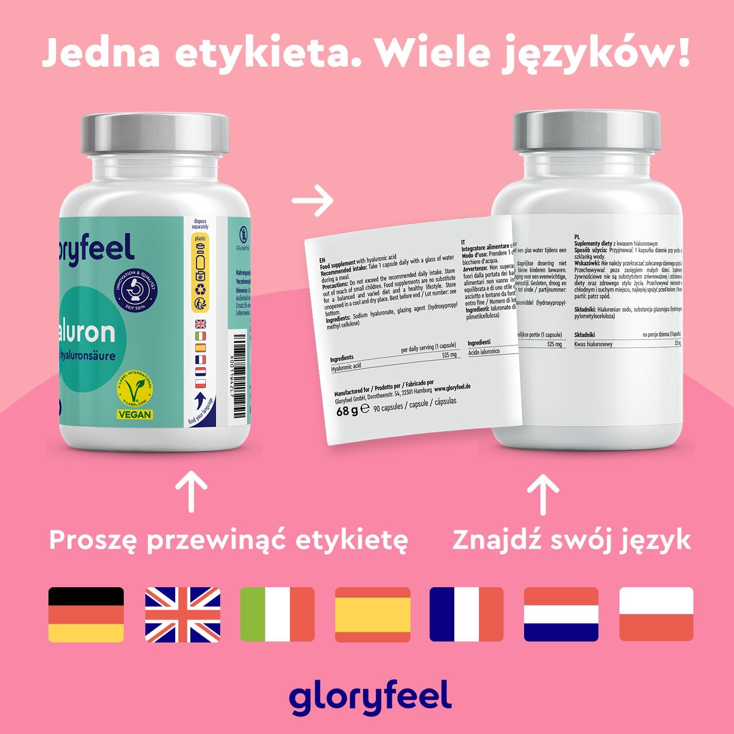 Kapsułki z kwasem hialuronowym - Wysoka dawka 525 mg