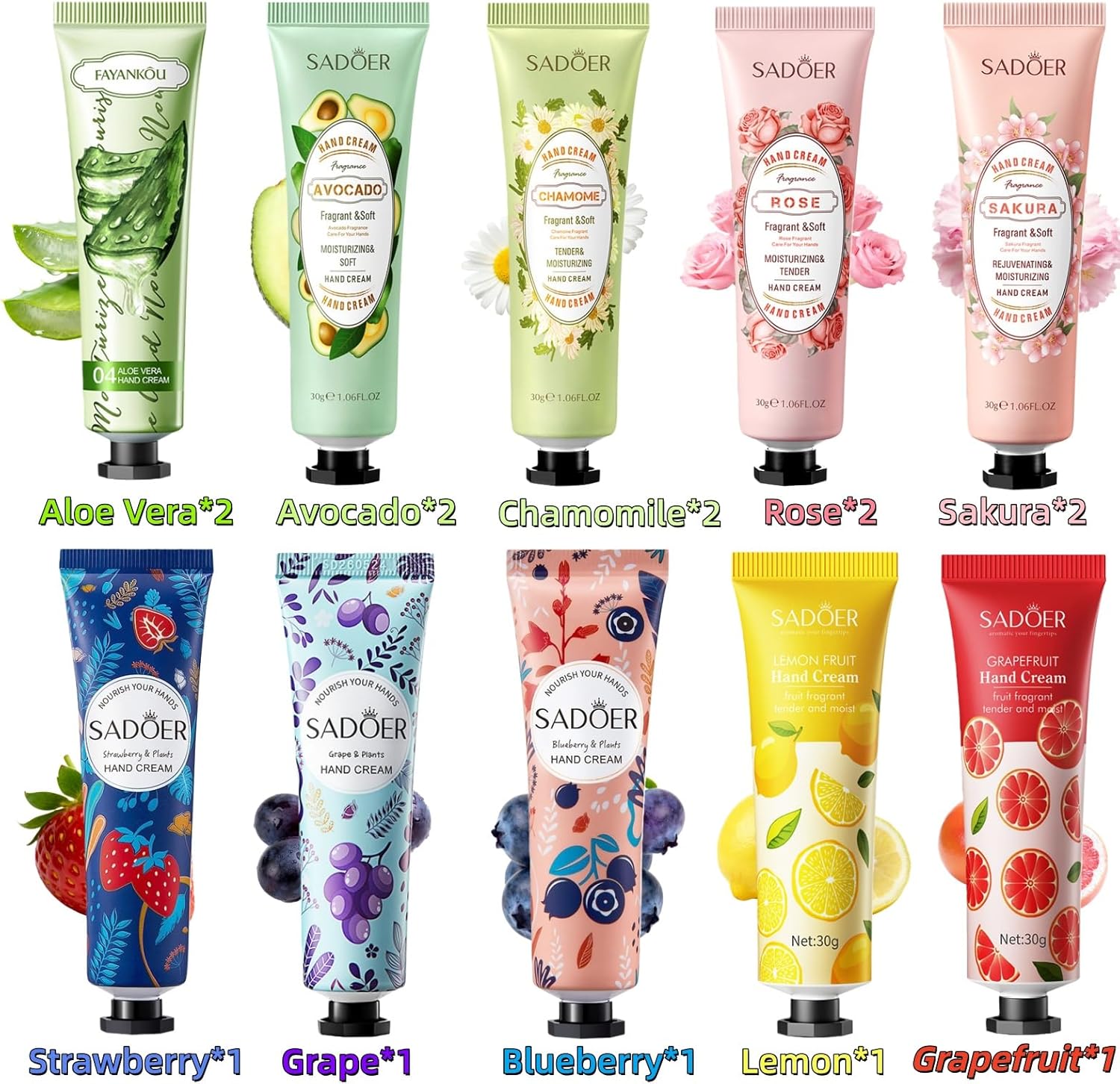 Luthando Zestaw Mini Krem do Rąk, Zestaw Prezentowy Mini Krem do Rąk, 15 x 30ml